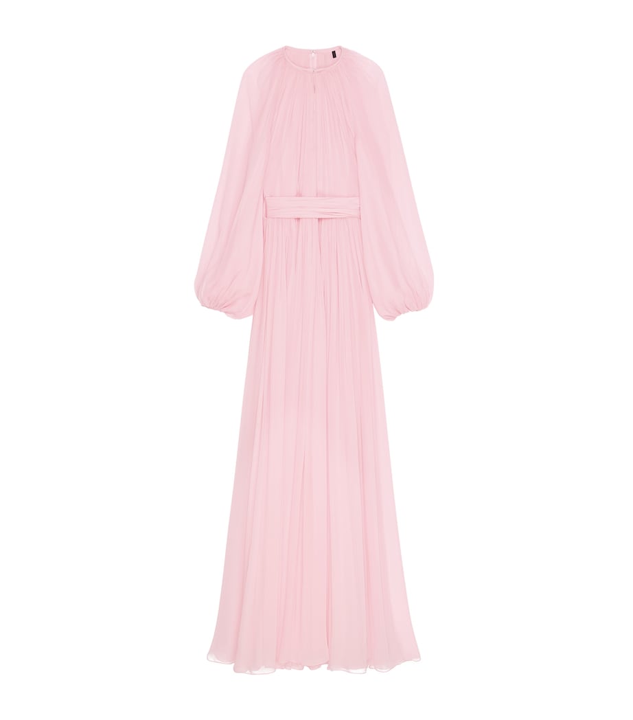 Givenchy Pink Silk Balloon-Sleeve Maxi Dress