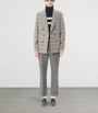 Valentino Garavani Grey Virgin Wool Windowpane Check Double-Breasted Blazer