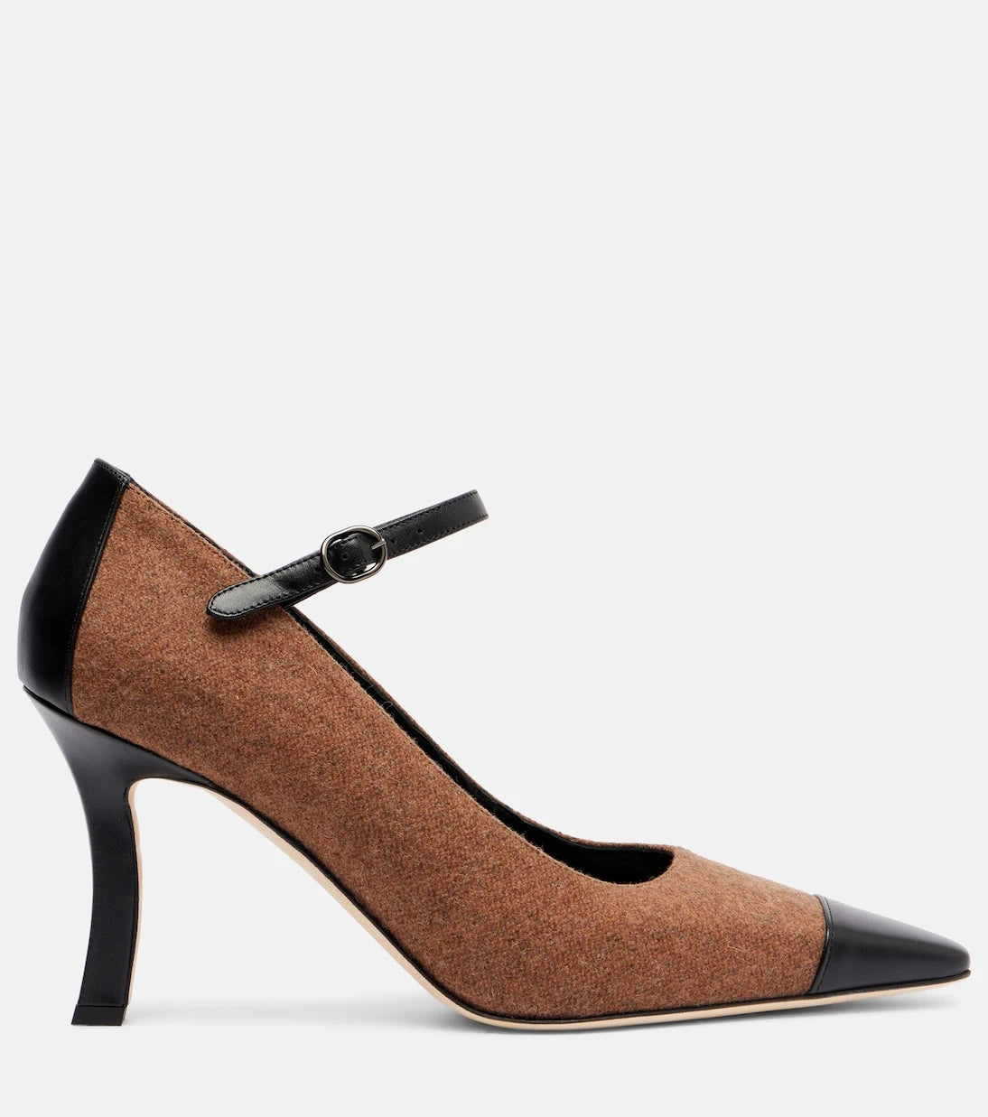 Manolo Blahnik - Semele 90 leather-trimmed tweed pumps