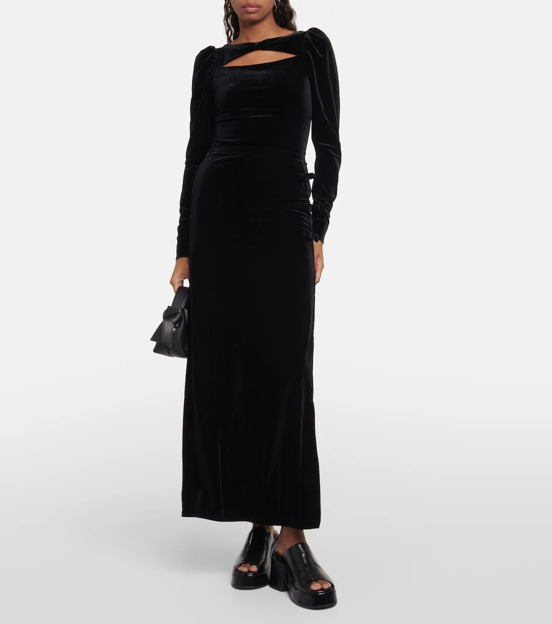 Ganni - Cutout velvet jersey bodysuit