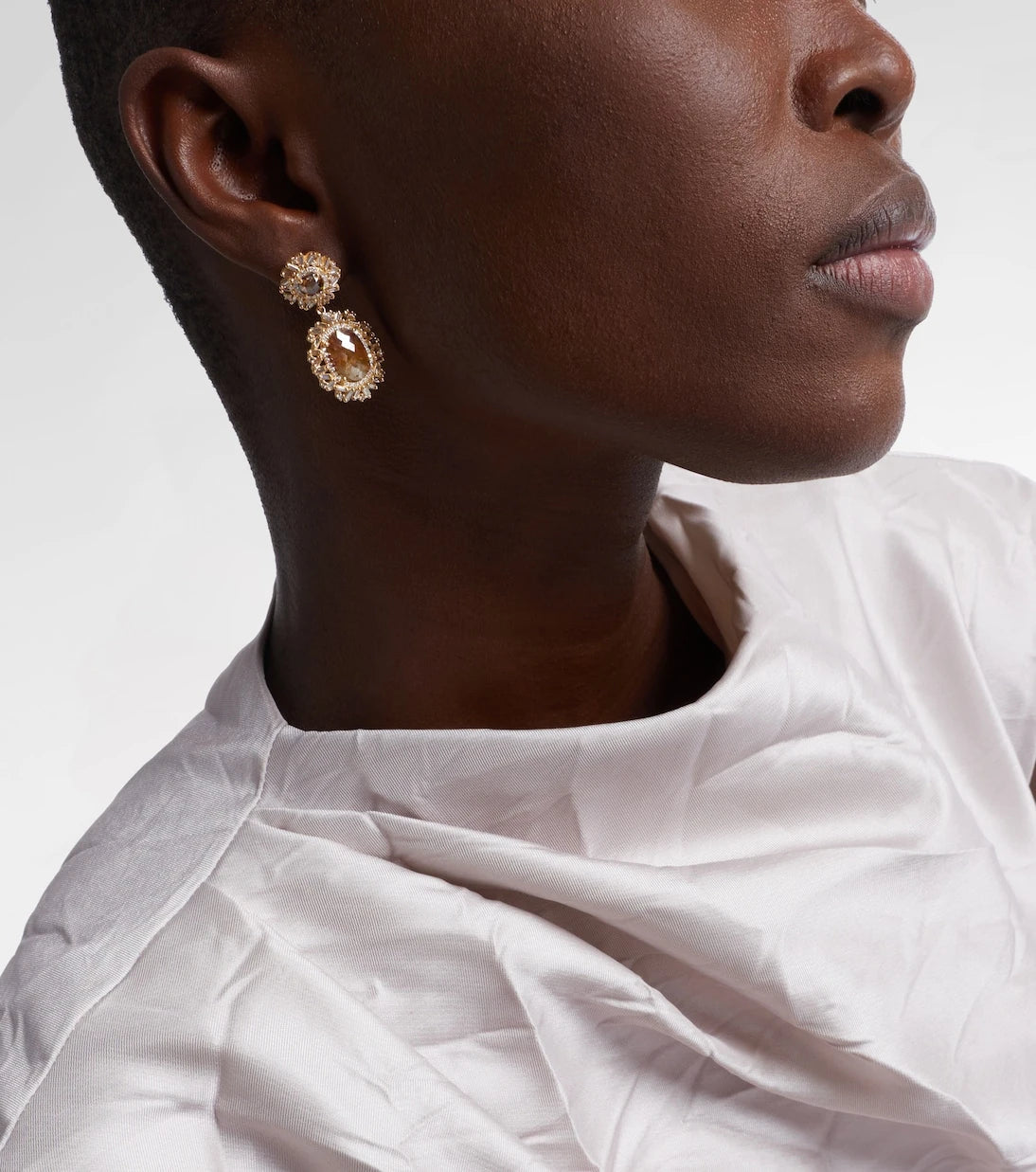 Suzanne Kalan - Doublet 18kt gold drop earrings with diamonds