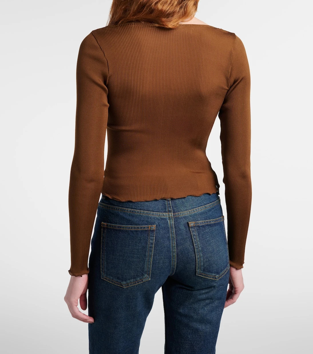 Saint Laurent - Lace-trimmed ribbed-knit silk jersey top