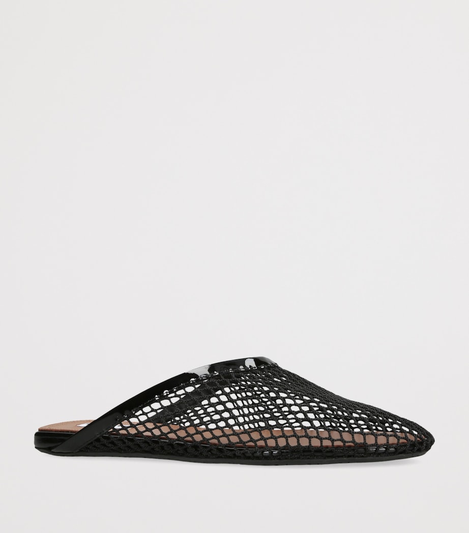 Black Fishnet Mules