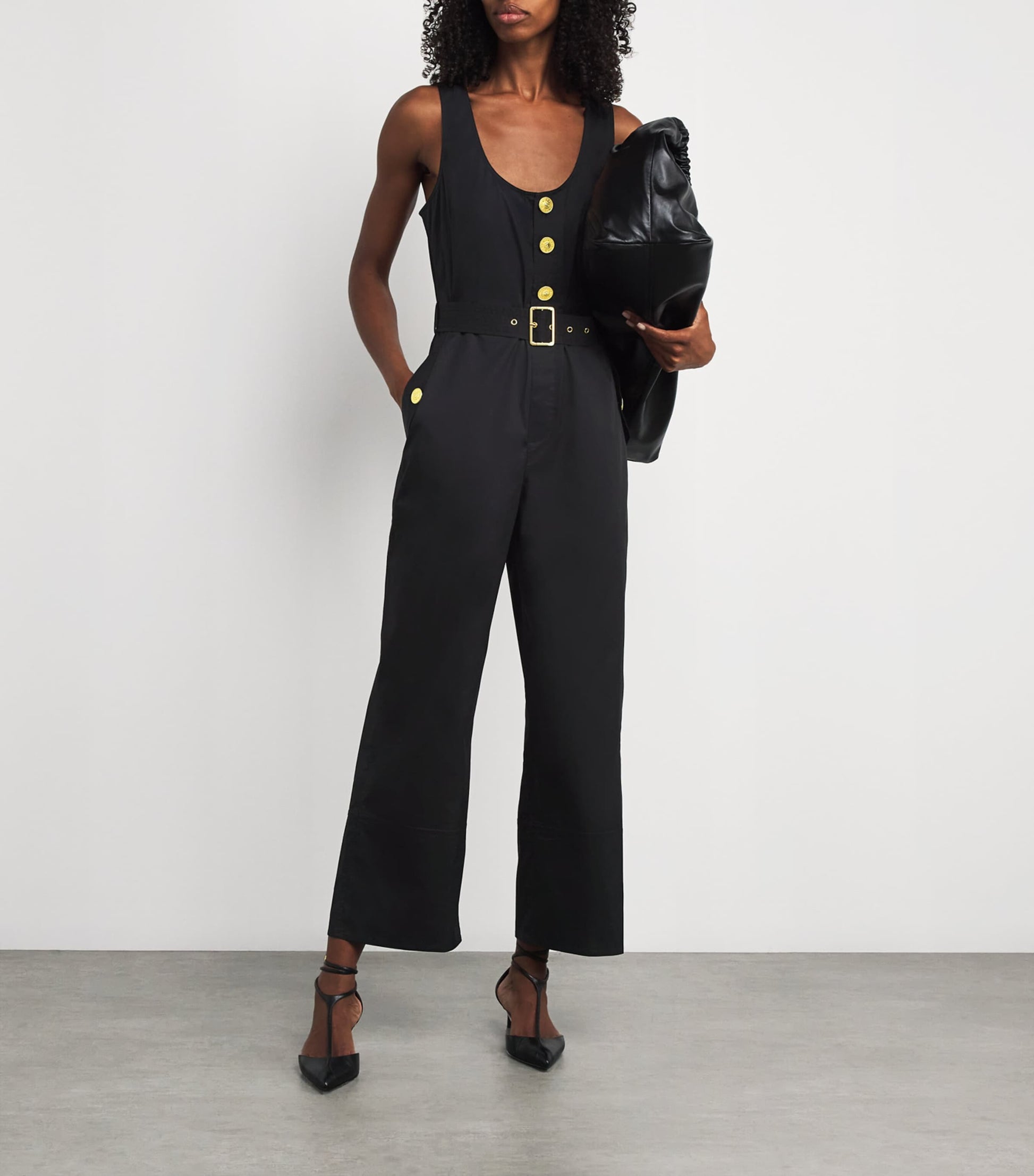 L'Agence Black Belted Branca Jumpsuit