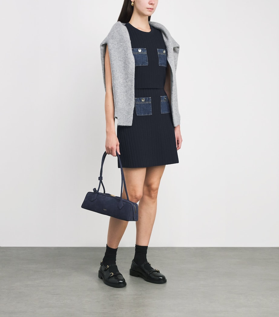 Blue Knitted Mini Skirt