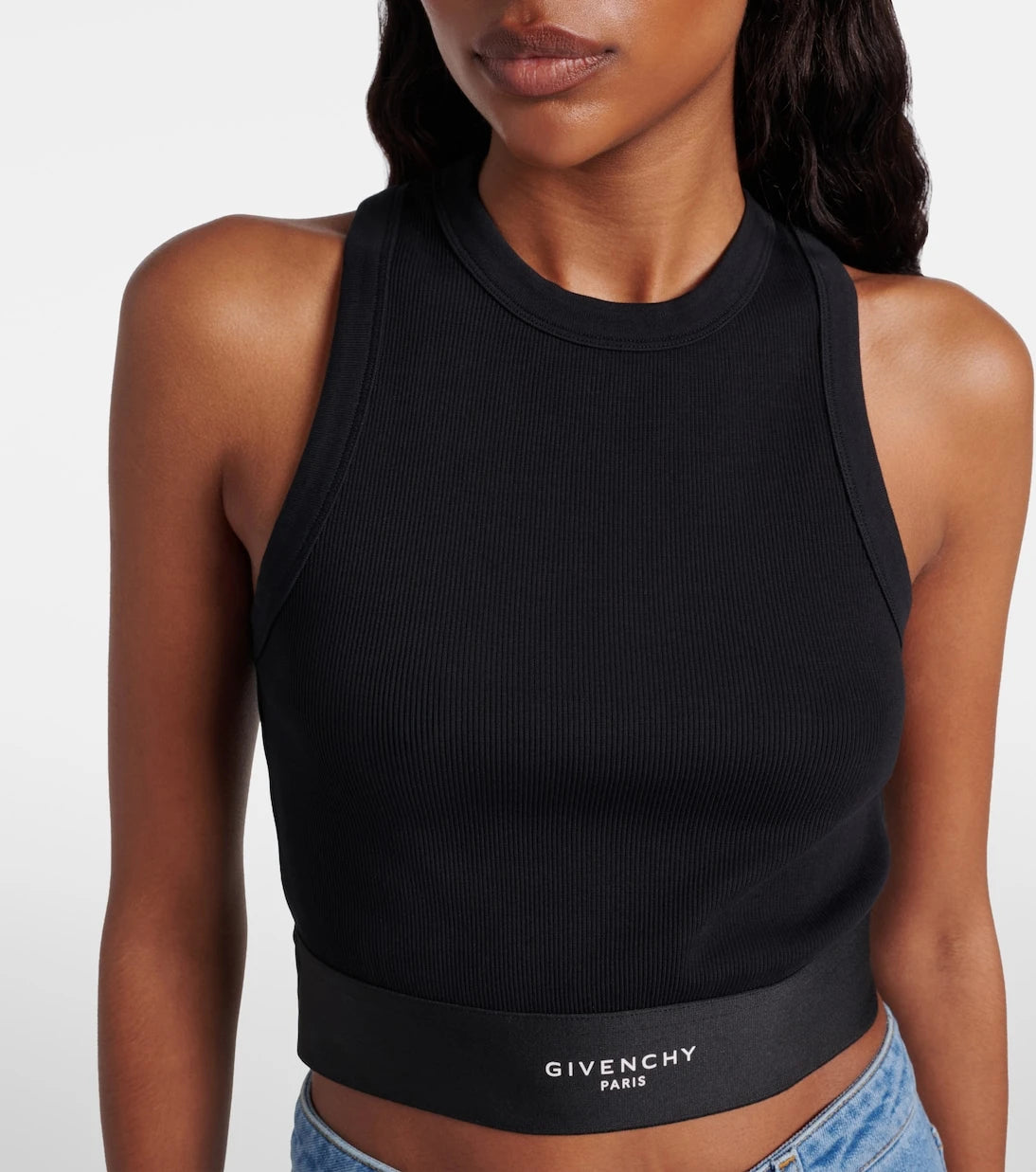 Givenchy - Logo ribbed-knit cropped cotton tank top