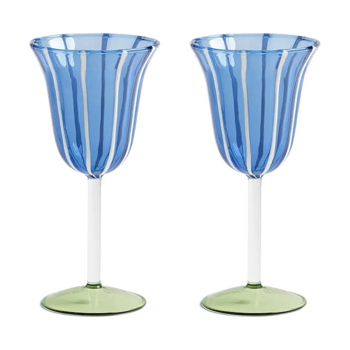 &k amsterdam Glass Eve Blue 180 ml Şarap Kadehi Seti (2 Parça)
