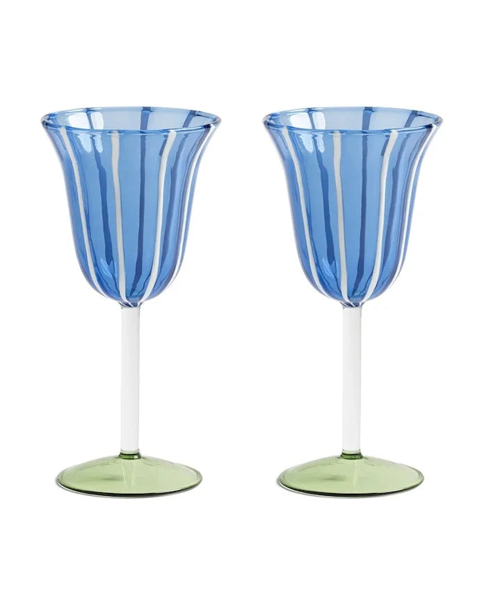 &k amsterdam Glass Eve Blue 180 ml Şarap Kadehi Seti (2 Parça)
