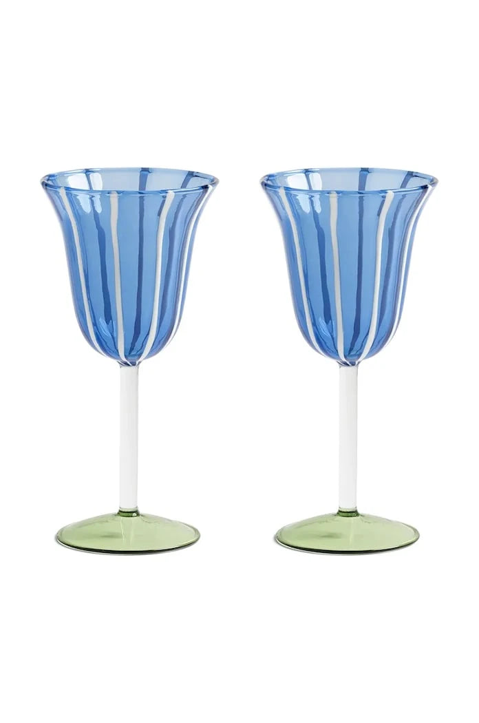 &k amsterdam Glass Eve Blue 180 ml Şarap Kadehi Seti (2 Parça)
