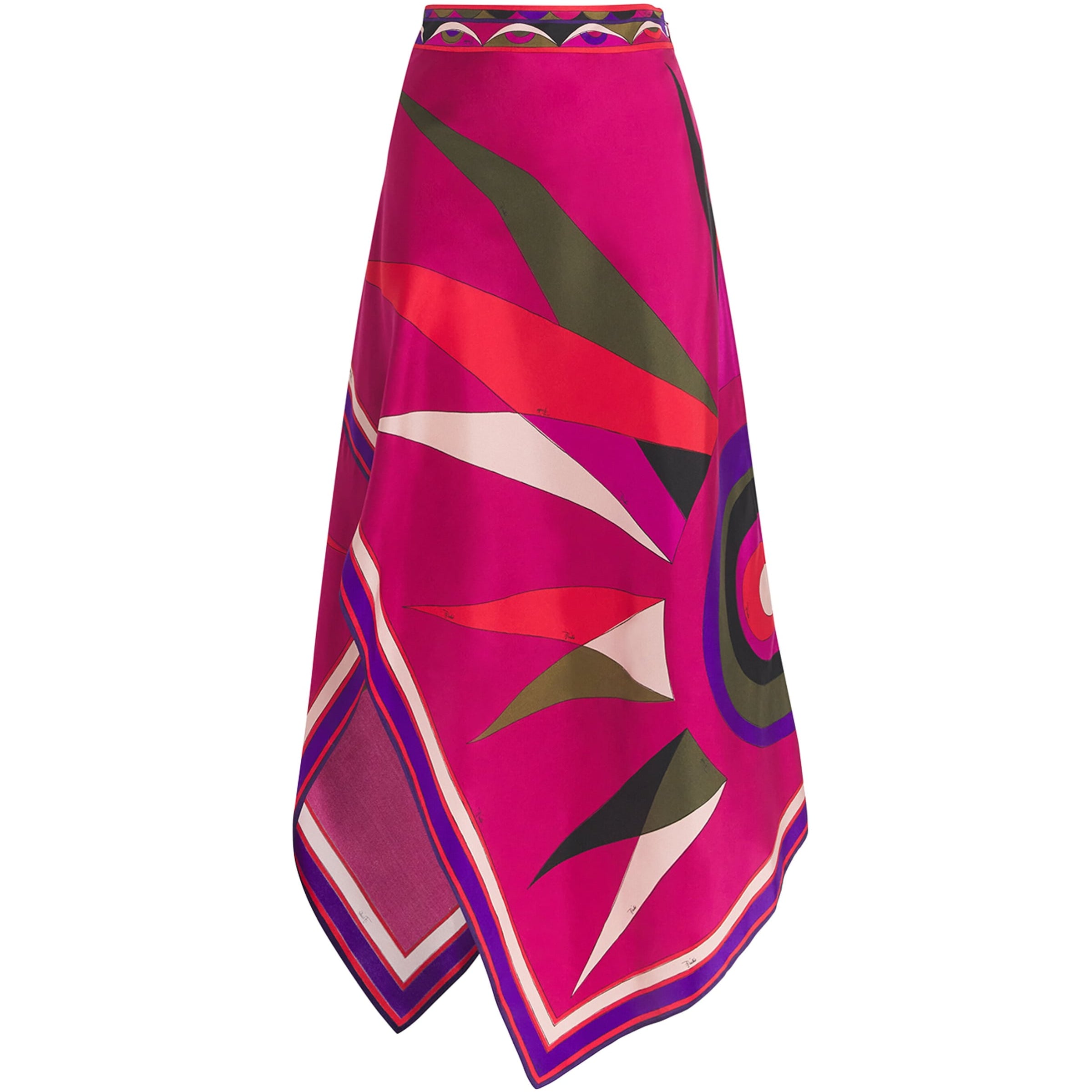 Multi Silk Hawaii Midi Skirt