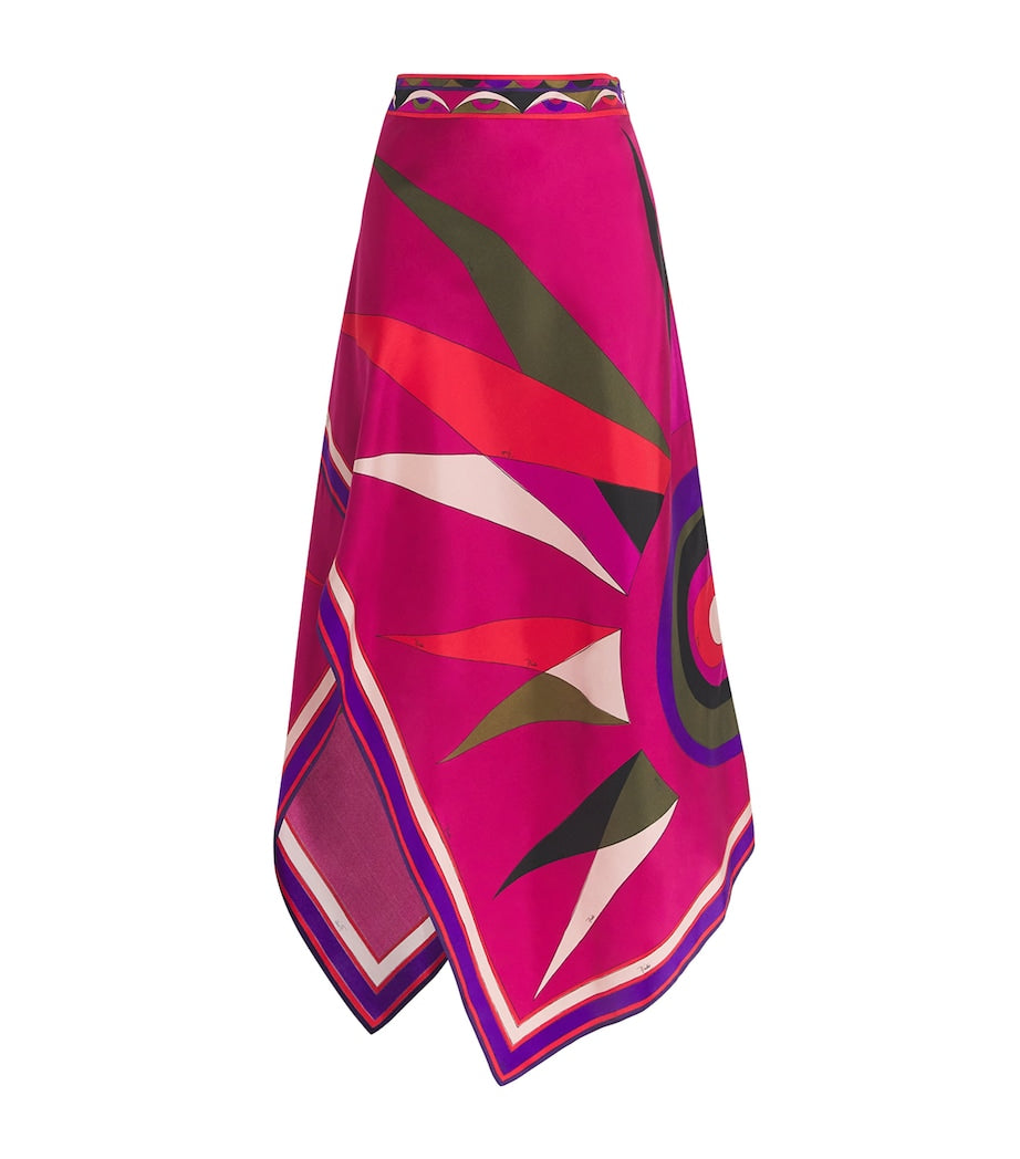 Multi Silk Hawaii Midi Skirt