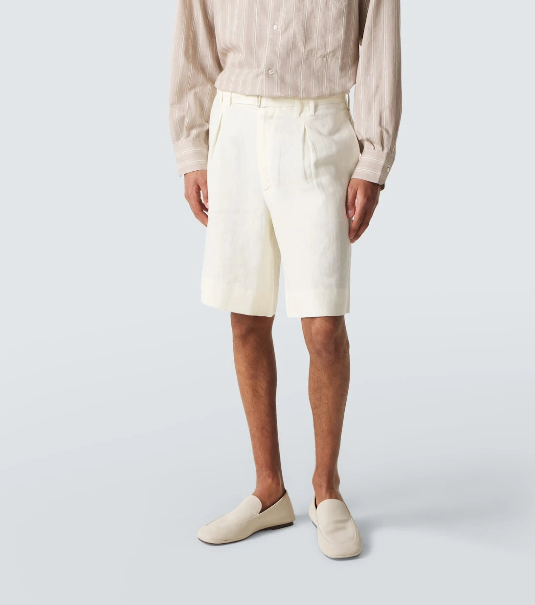 Stòffa - Belted linen Bermuda shorts