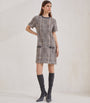 Brunello Cucinelli White Wool-Blend Checked Mini Dress