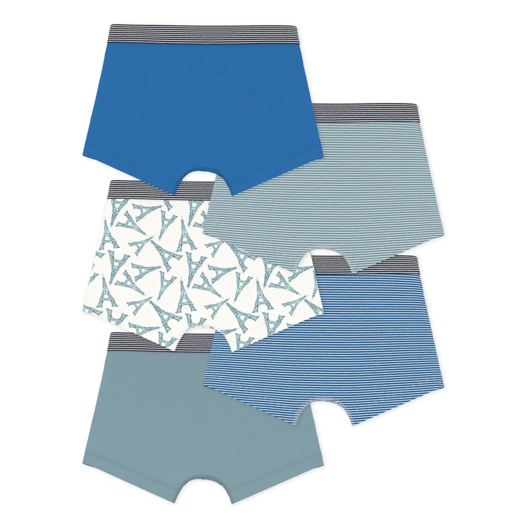 Petit Bateau - Set of 5 Eiffel Tower Boxers | Blue