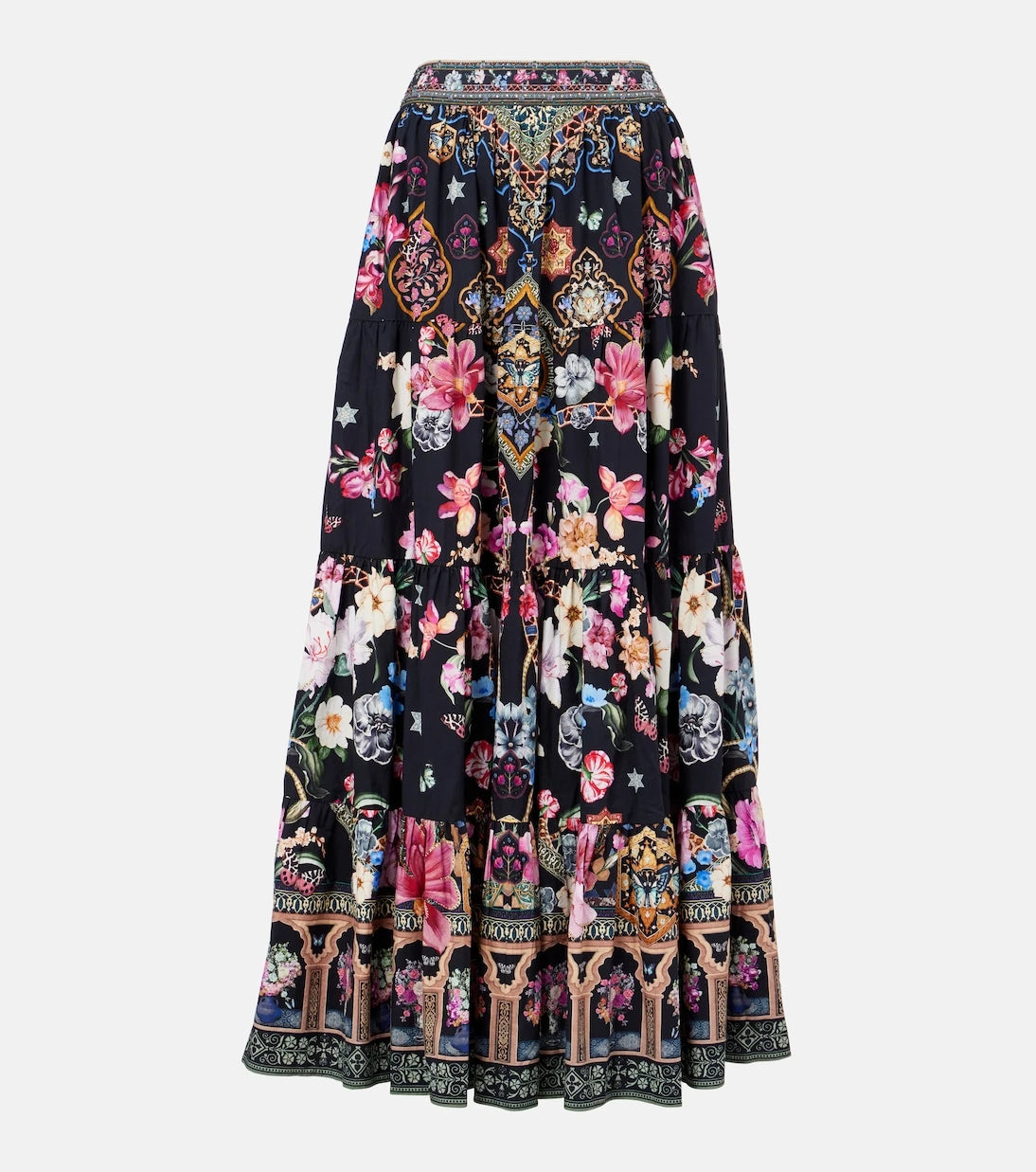 Camilla - Crystal-embellished poplin maxi skirt