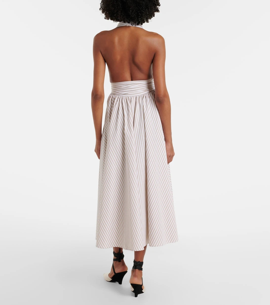 Patou - Striped halterneck cotton midi dress
