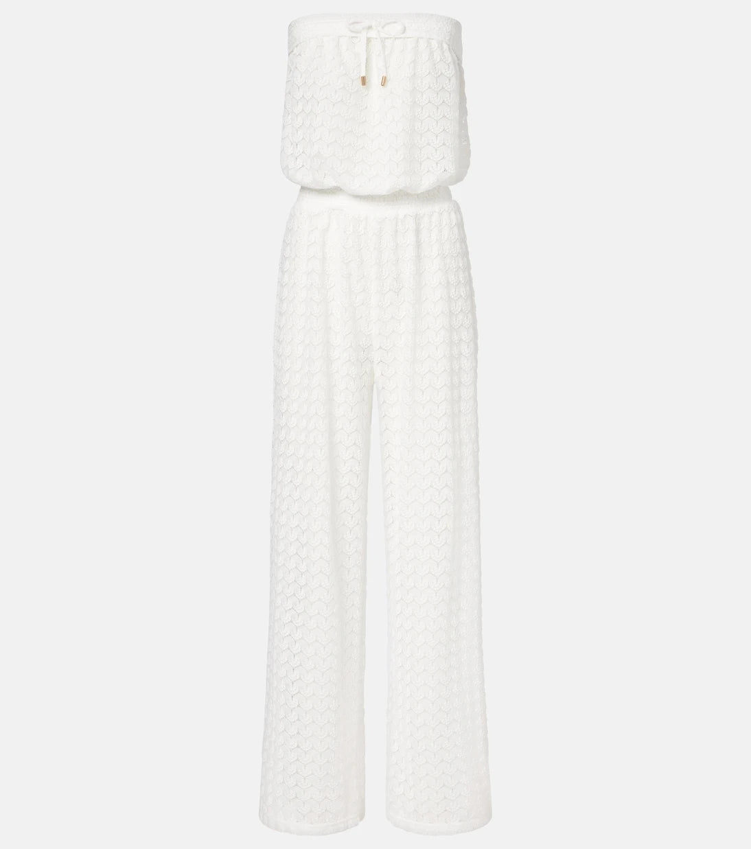 Melissa Odabash - Viv sheer pointelle cotton-blend jumpsuit