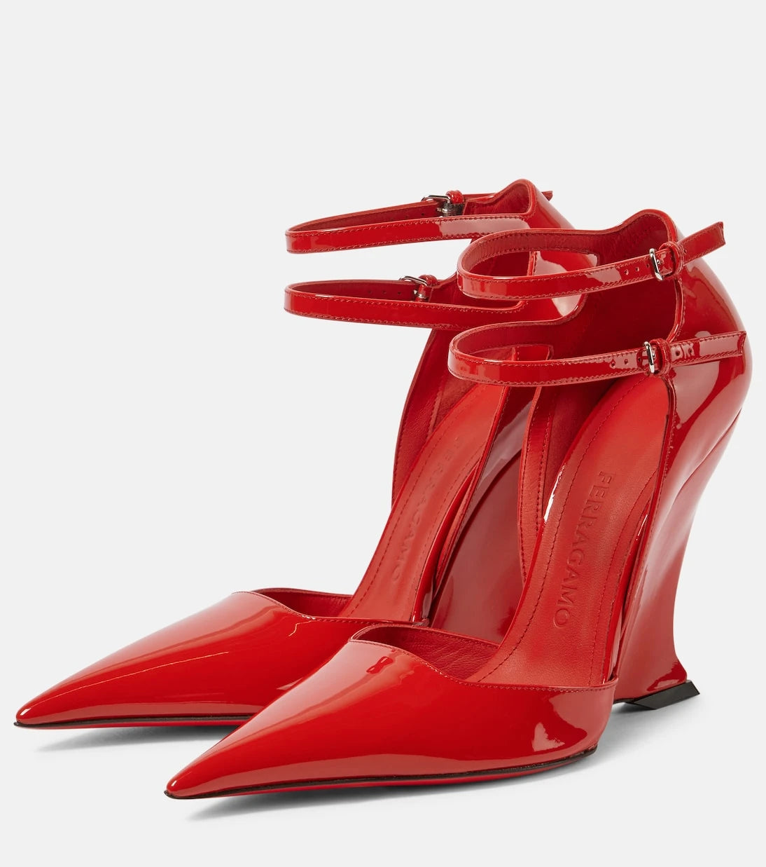 Ferragamo - Vidya X5 patent leather wedge pumps