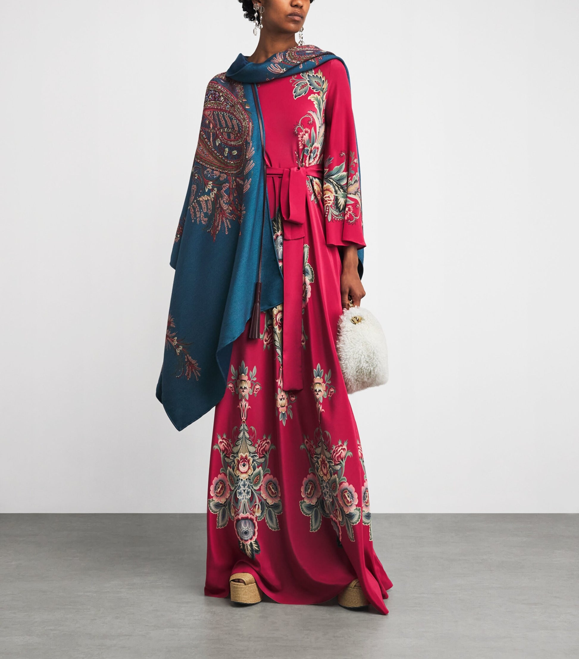 Etro Pink Silk Floral Print Gown