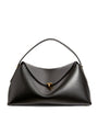 Black Leather T-Lock Top-Handle Bag