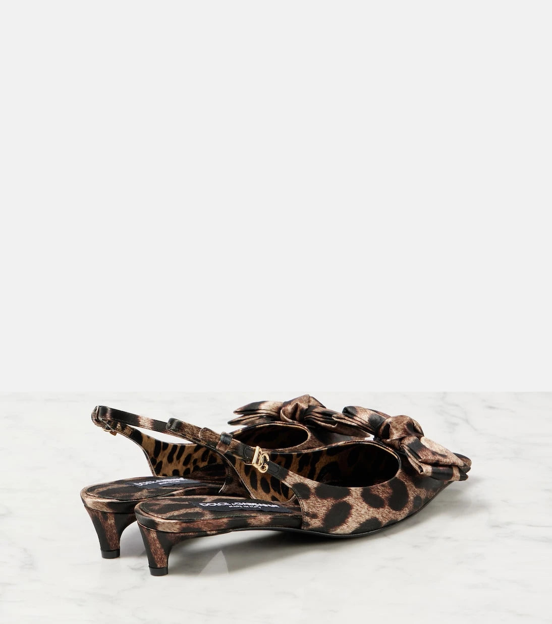Dolce&Gabbana - Leo 30 printed satin slingback pumps