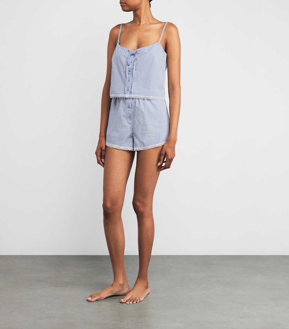 Skims Blue Cotton Poplin Cropped Camisole