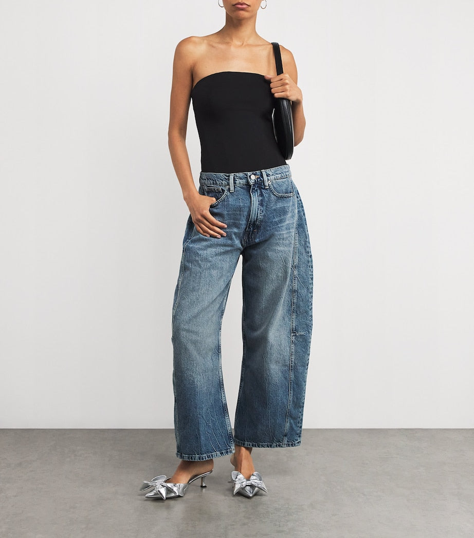 Good American Black Scuba Corset Strapless Bodysuit