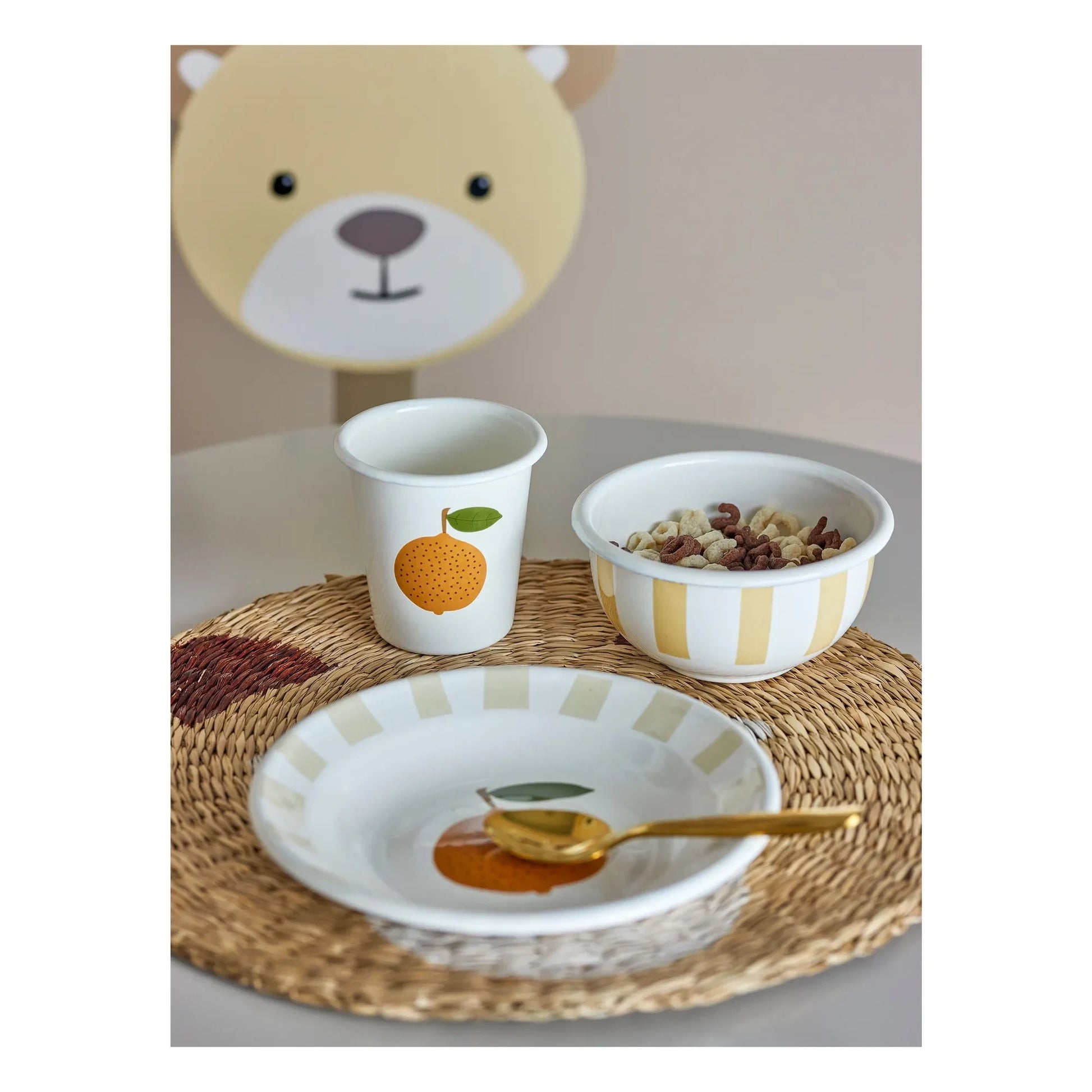 Bloomingville Mini - Agnès enamel crockery set | White