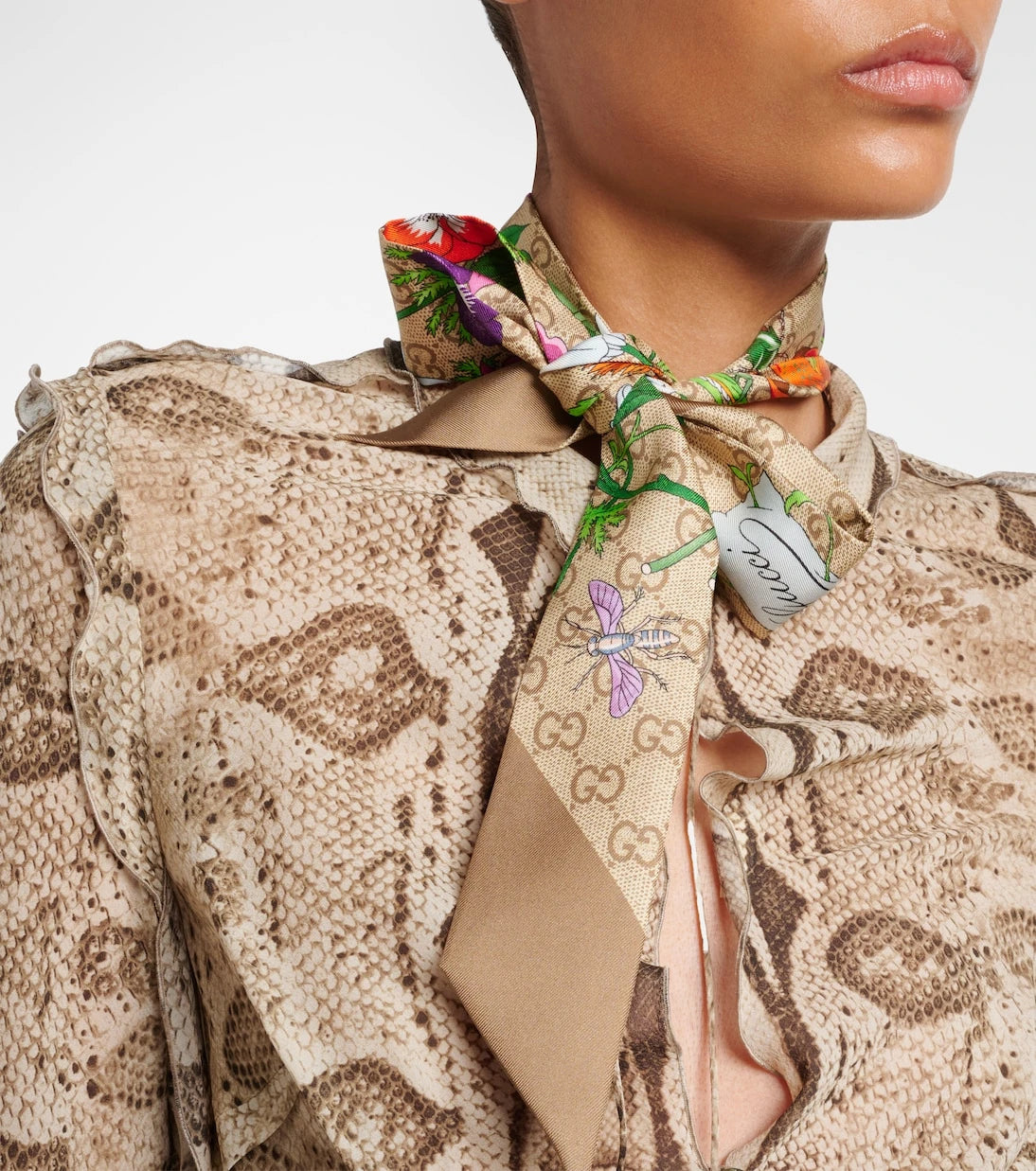 Gucci - GG floral silk jacquard scarf