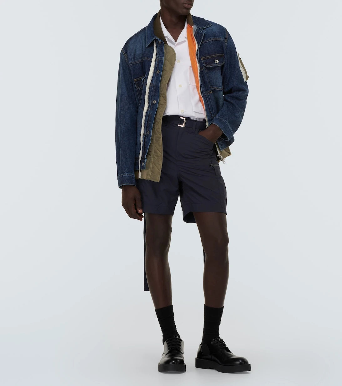 Sacai - شورت برمودا من التافتا