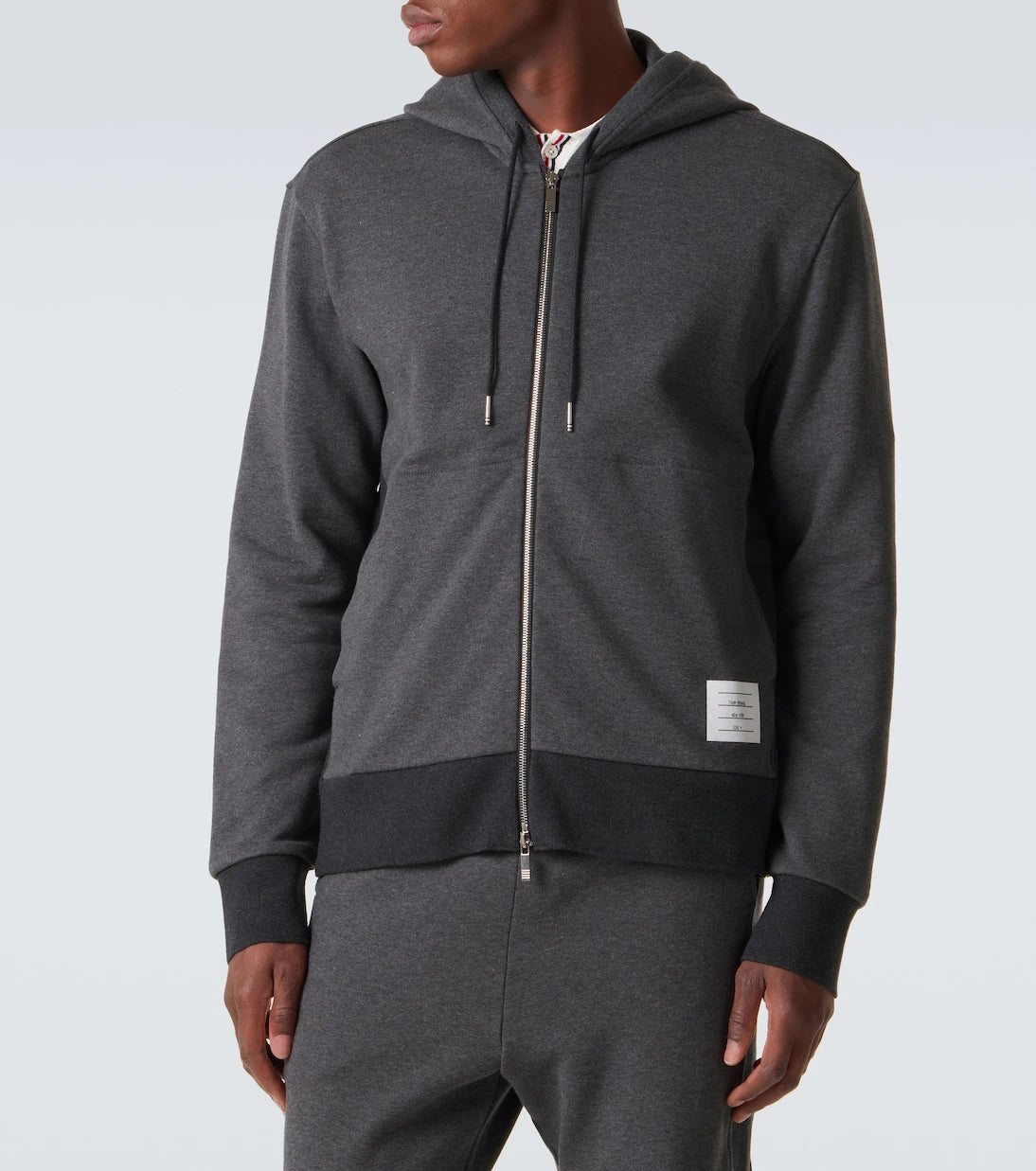 Thom Browne - 4-Bar cotton jersey zip-up hoodie