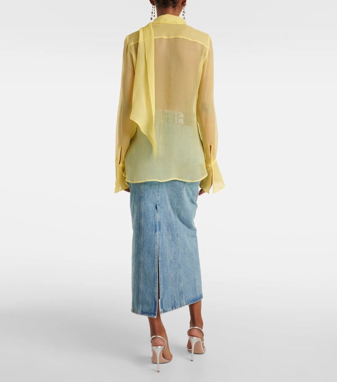 Nina Ricci - Sheer tie-neck silk chiffon blouse