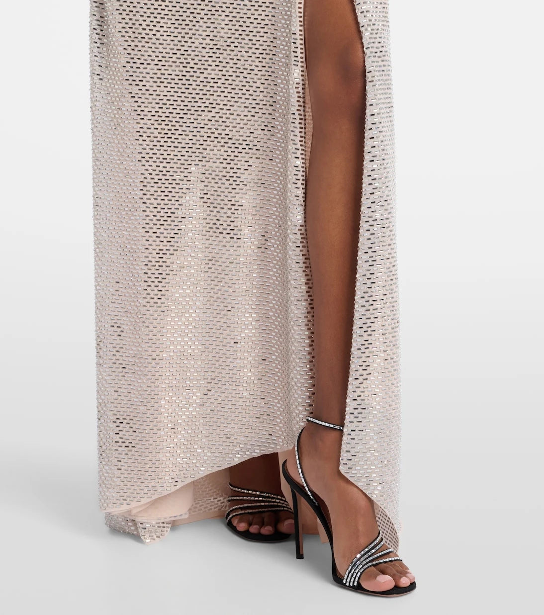 Self-Portrait - Draped rhinestone-embellished maxi dress