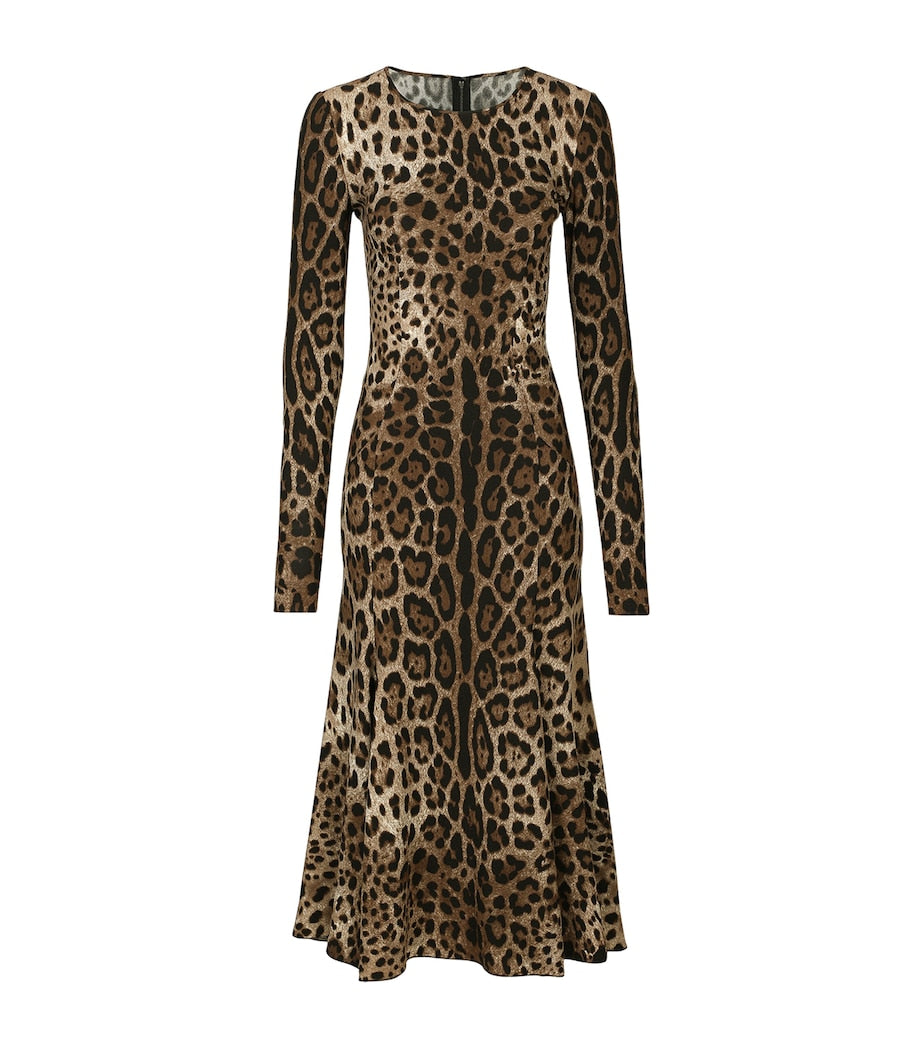 Dolce & Gabbana Multi Leopard Print Midi Dress