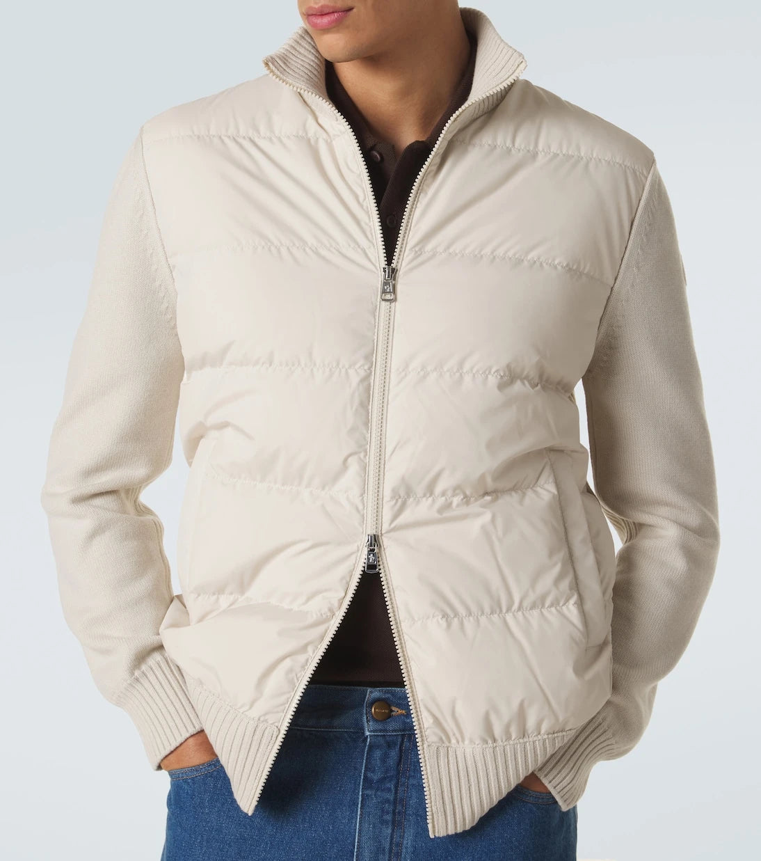 Moncler - Tricot down-paneled virgin wool cardigan