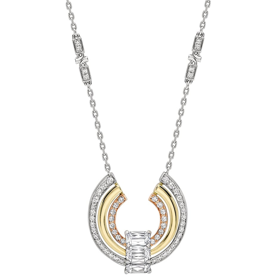 Mixed Gold, Platinum and Diamond Ribbons Pendant