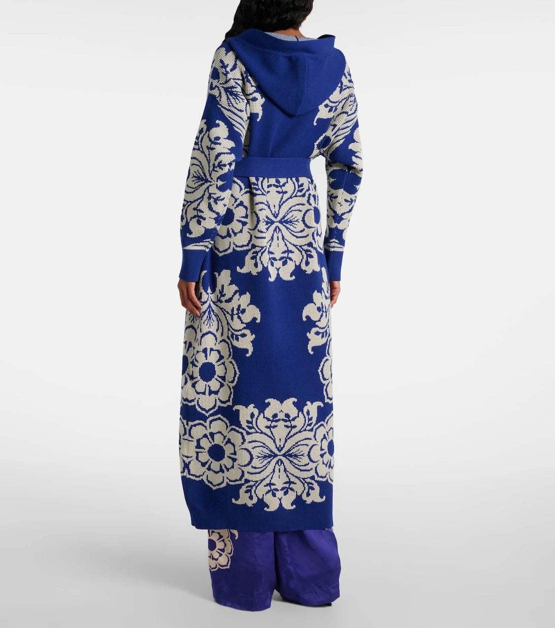 Etro - Çiçek desenli gofre örgülü kapüşonlu hırka