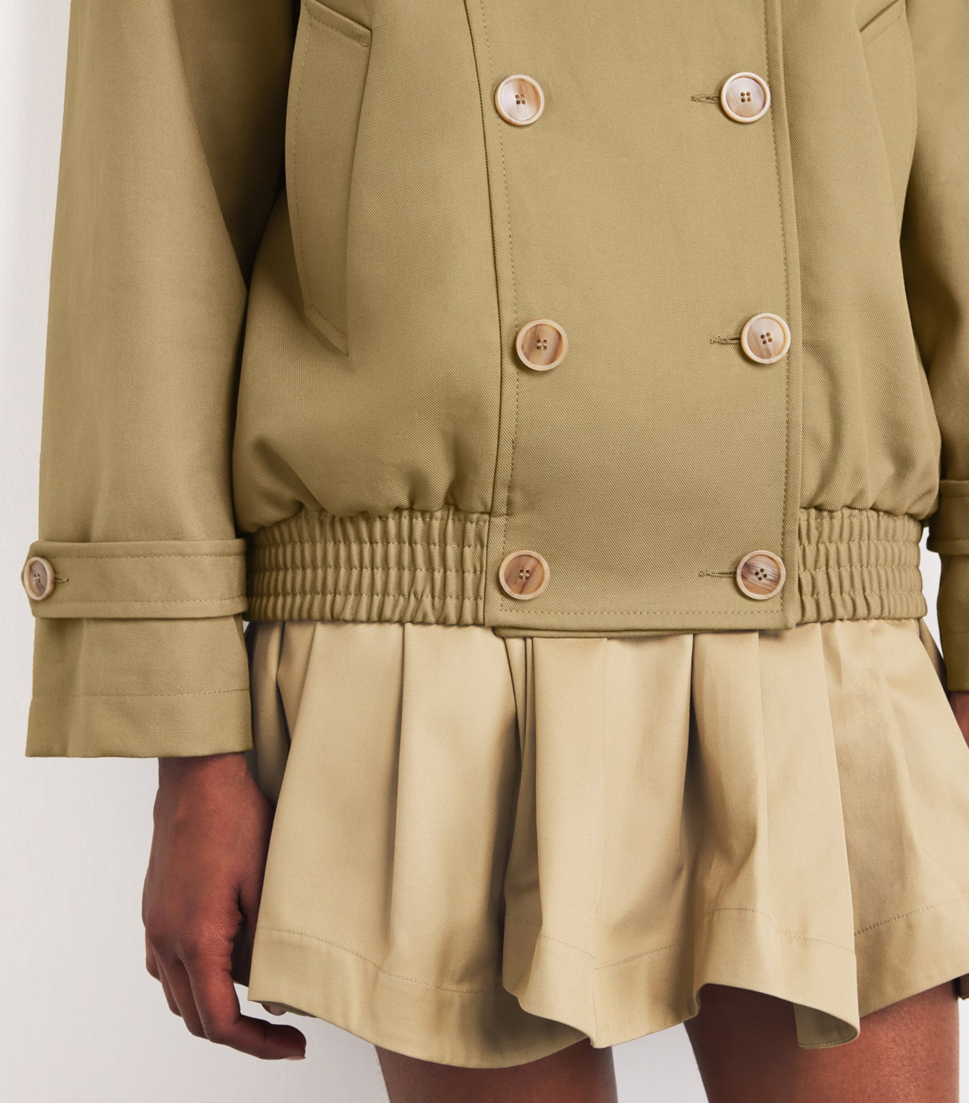 Cotton Oversized Short Trench Coat BEIGE