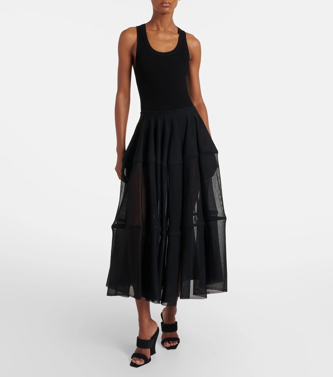 Alaïa - Semi-sheer midi skirt
