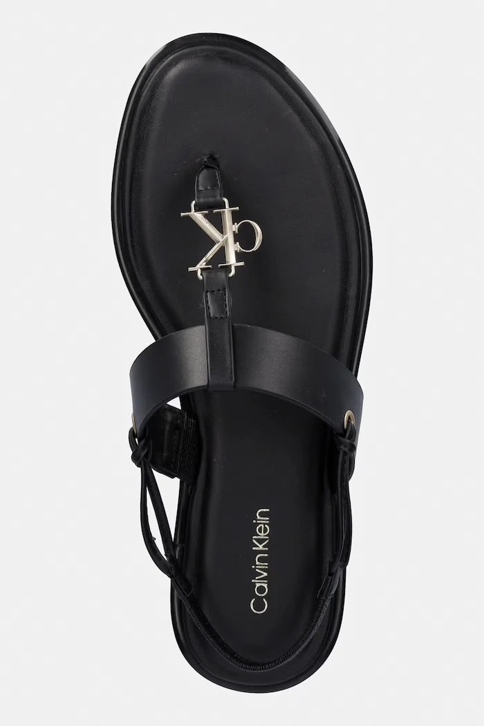 Calvin Klein Kadın Deri Düz Taban Sandalet ROUND FLAT SNDL THONG LTH HDW