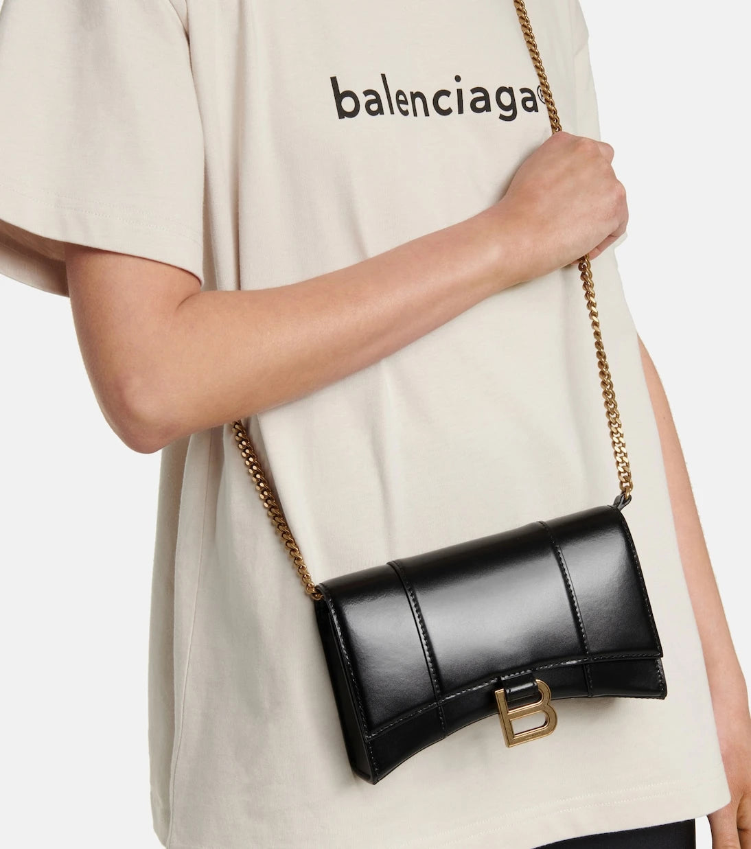 Balenciaga - Hourglass leather wallet on chain