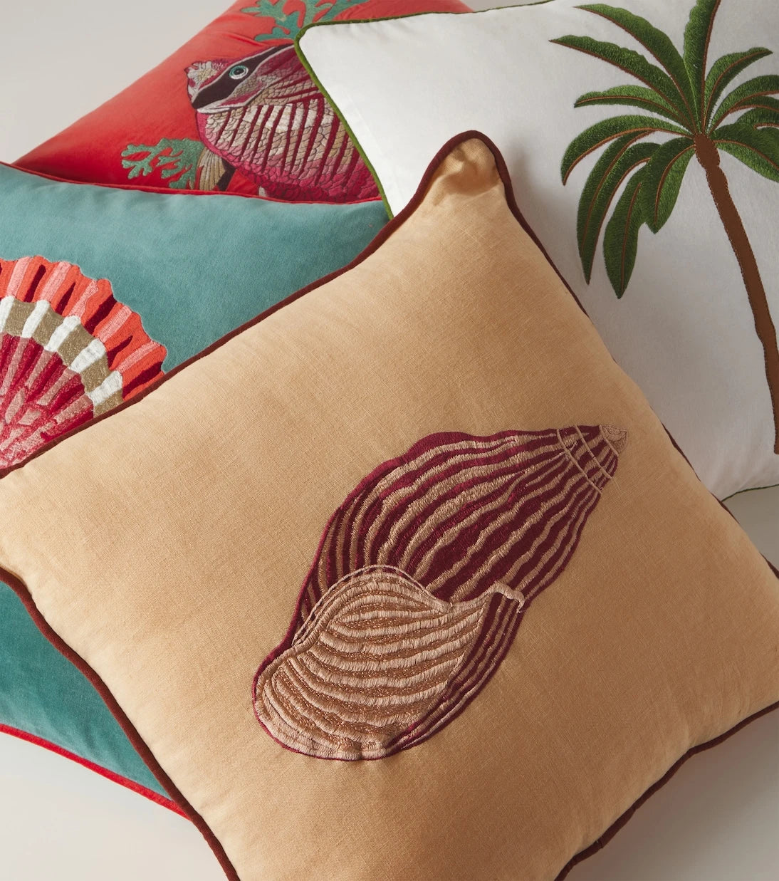 Les-Ottomans - Embroidered cotton velvet cushion