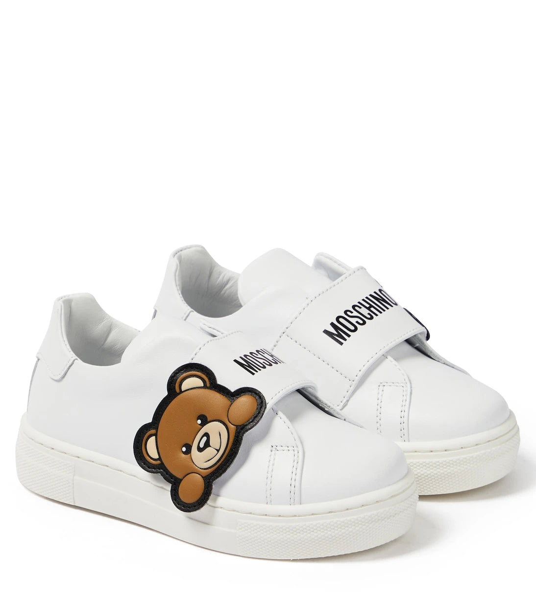 Moschino Kids - أحذية رياضية جلدية بشعار