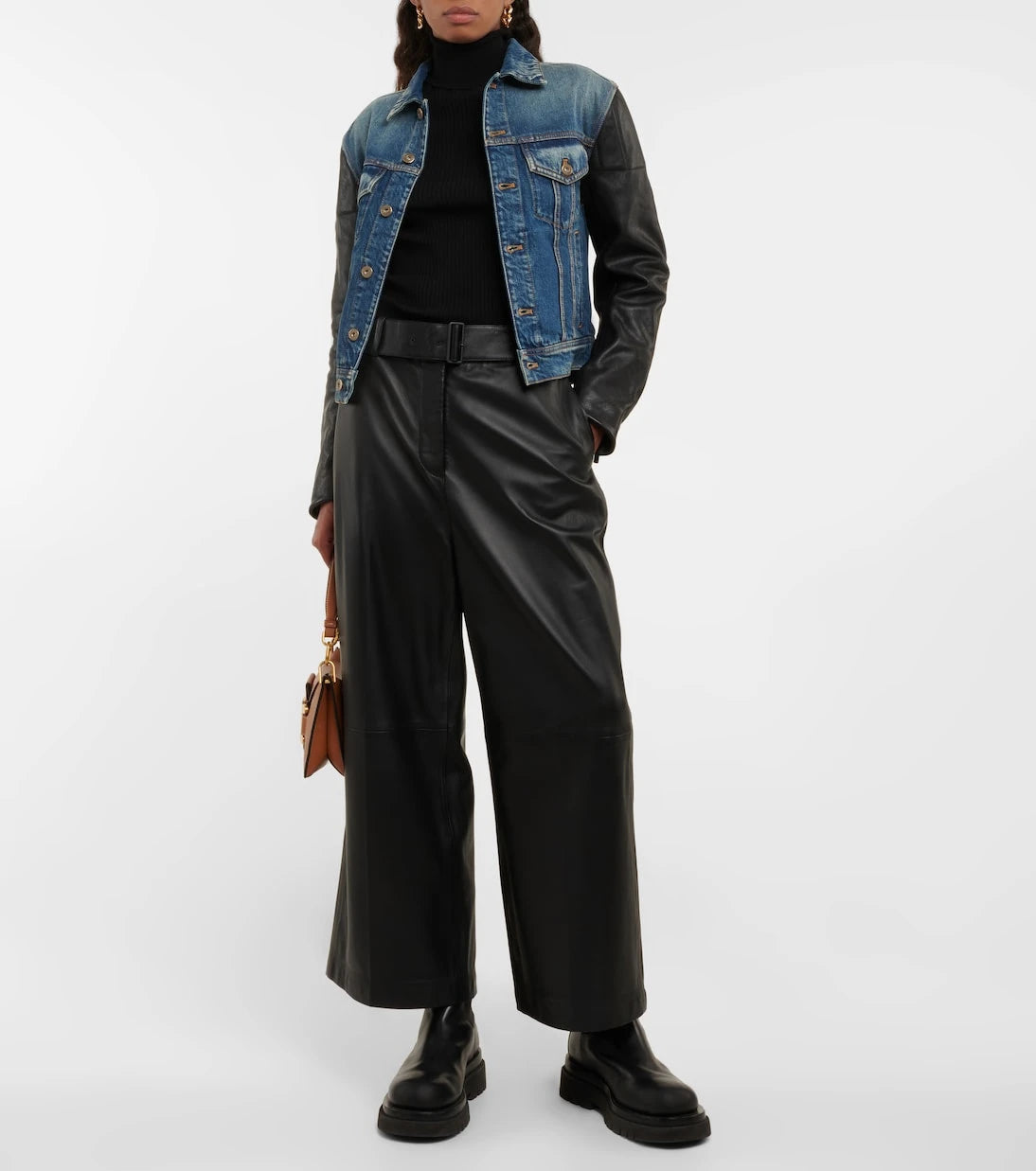 Tod's - Leather-paneled denim jacket