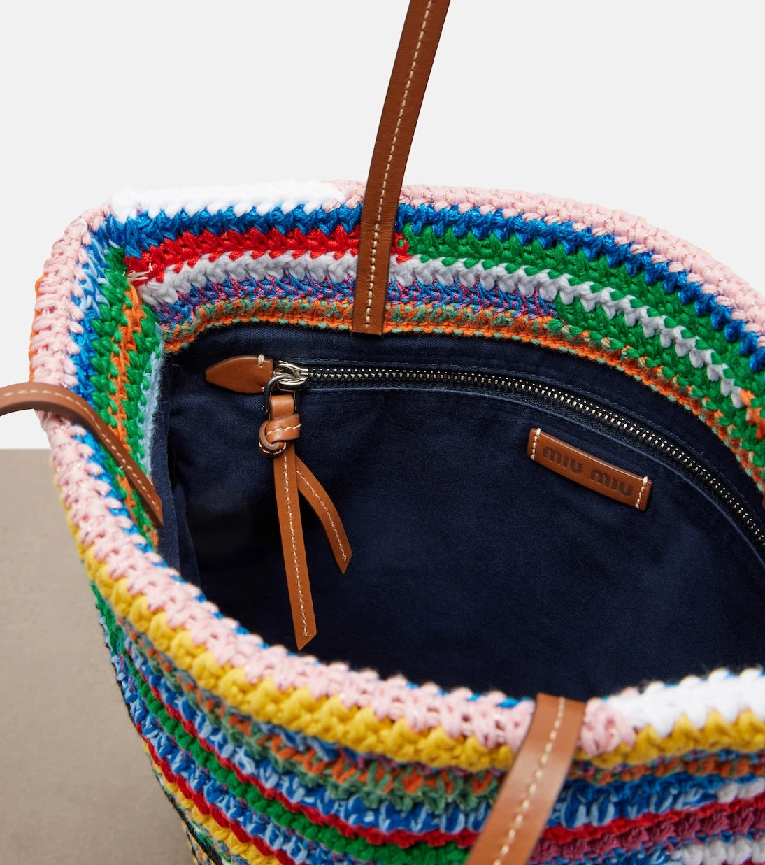 Miu Miu - Leather-trimmed crochet tote bag