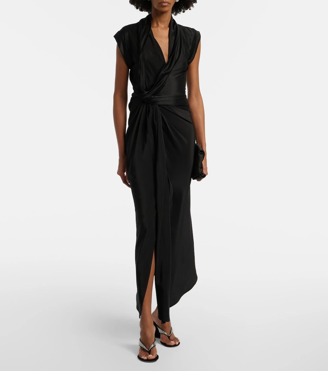Gianvito Rossi - Crystal-embellished suede wedge thong sandals