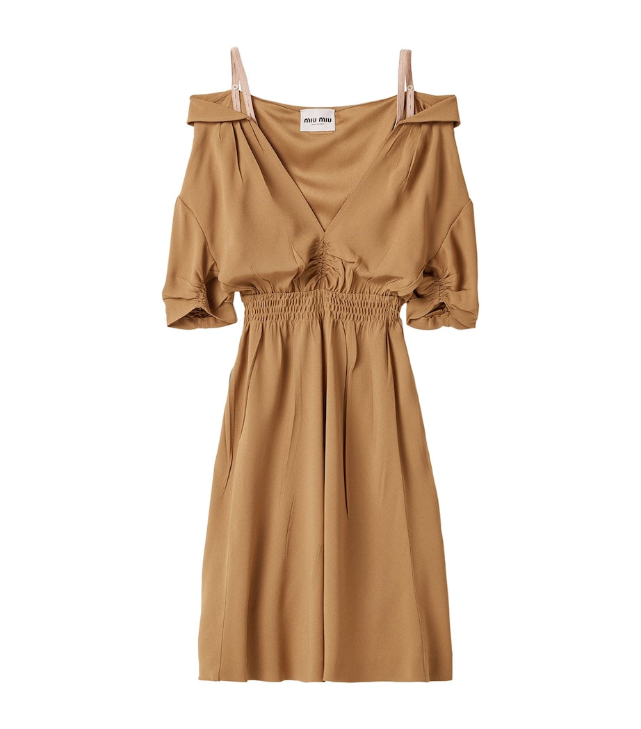 Miu Miu Brown Sablé V-Neck Dress