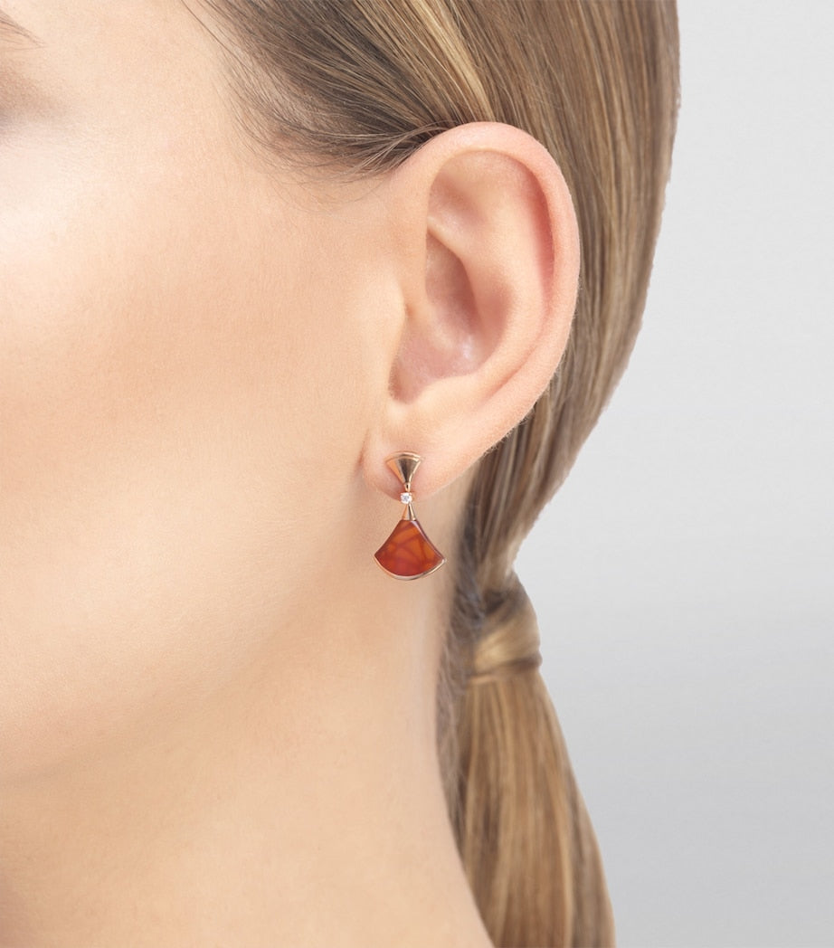 Rose Gold, Diamond and Carnelian Divas' Dream Earrings