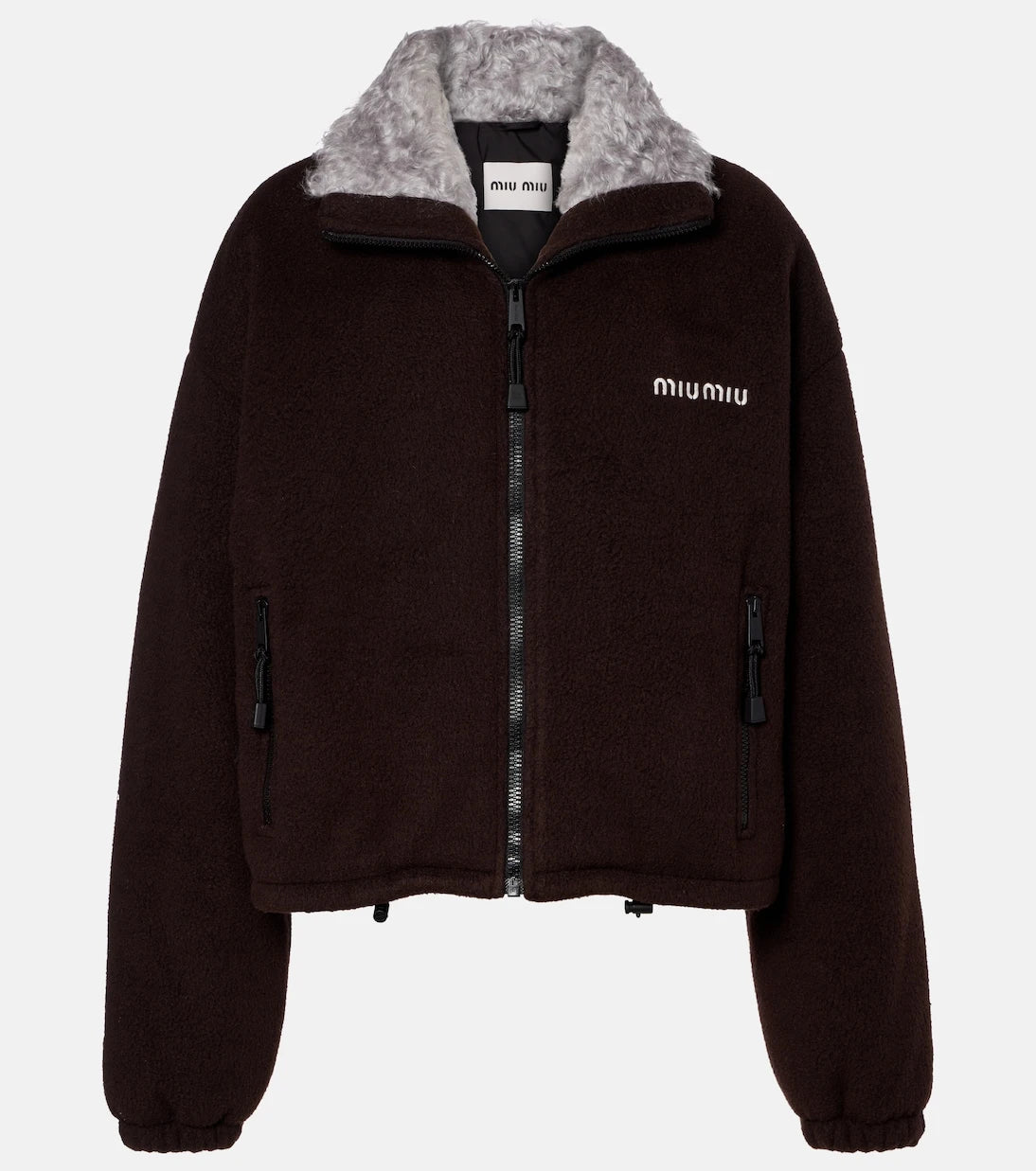Miu Miu - Logo gabardine bomber jacket