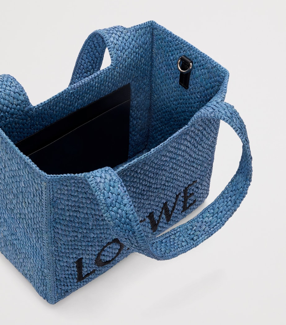 LOEWE Blue x Paula's Ibiza Medium Raffia Font Tote Bag